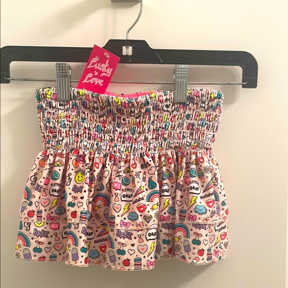 Girls Lucky in Love Colorful Patterned Skort